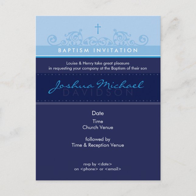Carte Postale BAPTISM INVITATION :: élégant 6 (Devant)
