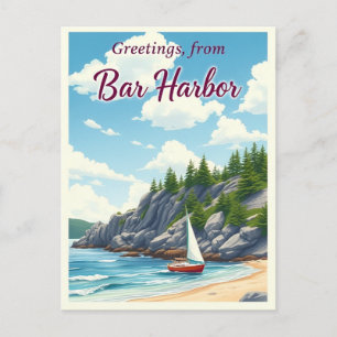 Carte Postale Bar Harbor, Maine – Rivages d'Acadia Vintage
