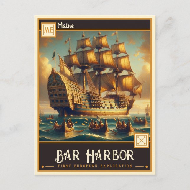 Carte Postale Bar Harbour, Maine | VINTAGE (Devant)