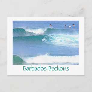 carte postale/BARBADOS BECKONS/ CACHAGE DE VAGUES
