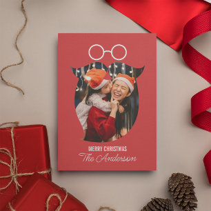 Carte Postale Barbe Père Noël Rose Avec Lunettes Famille Photo N