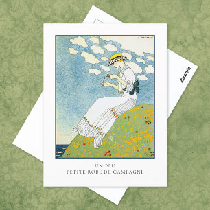 Carte Postale Barbier Petite robe blanche Mode française