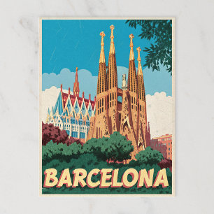 Carte Postale Barcelona Retro