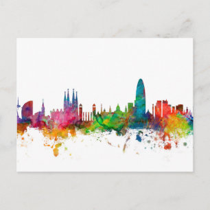 Carte Postale Barcelona Spain Skyline