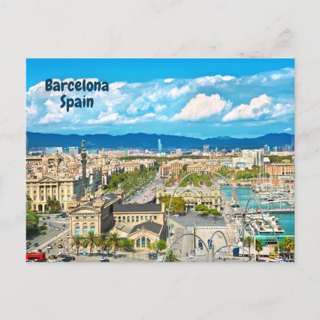 Carte Postale Barcelone, Espagne Belle vue sur la ville (Devant)