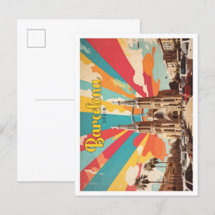 Carte Postale Barcelone Espagne Pop Art Voyage Illustration