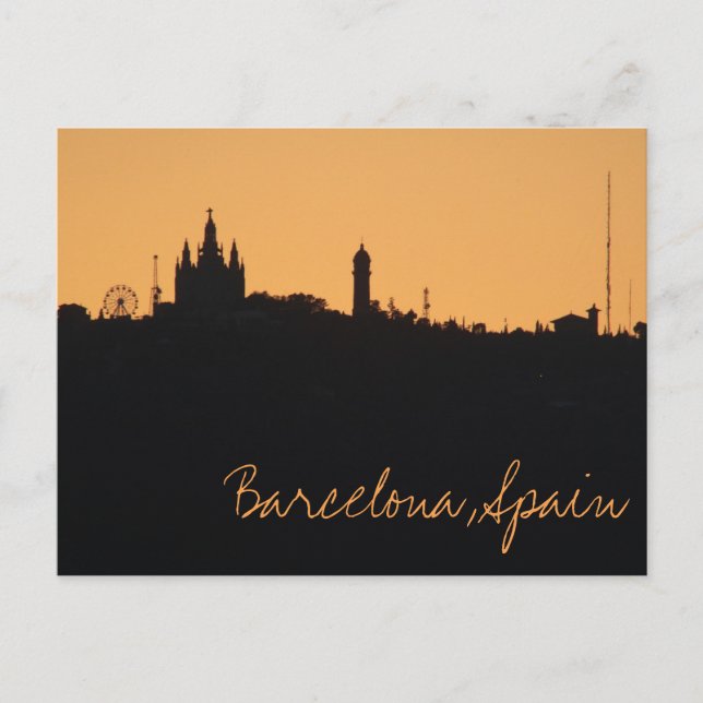 Carte postale Barcelone, Espagne Sunset Skyline (Devant)