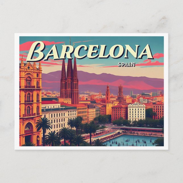 CARTE POSTALE BARCELONE ESPAGNE VINTAGE (Devant)