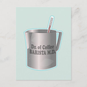 Carte Postale Barista de café qui fait rire le docteur