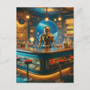 Carte Postale Barman Robot dans un bar interstellaire à l'ère sp