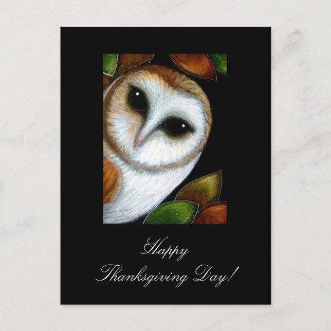 Carte postale Barn Owl Thanksgiving (Devant)