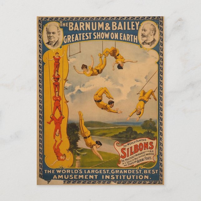 Carte Postale Barnum & Bailey / Artistes de Trapeze (Devant)