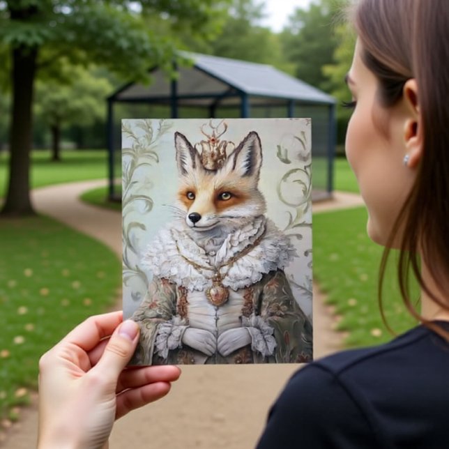 Carte Postale Baroque Fox Royal Queen Portrait Design (Créateur téléchargé)