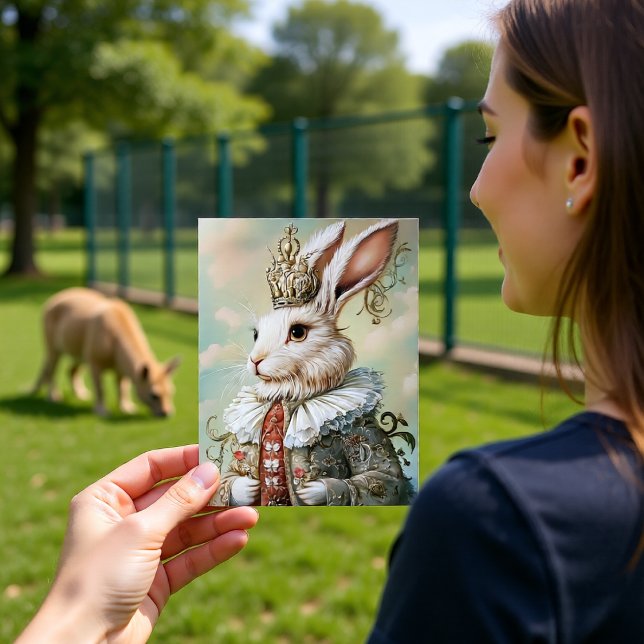 Carte Postale Baroque Rabbit Royal Red Portrait Design (Créateur téléchargé)