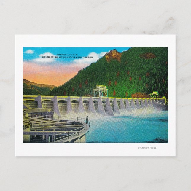Carte Postale Barrage de Bonneville sur la rivière Columbia (Devant)