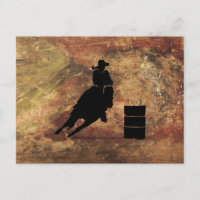 Barrel Racing Girl Silhouette on a Grunge Texture