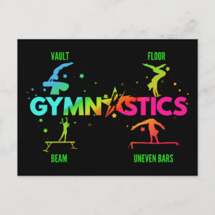 Carte Postale Barres Poutre Saut au sol Gymnastique Féminine