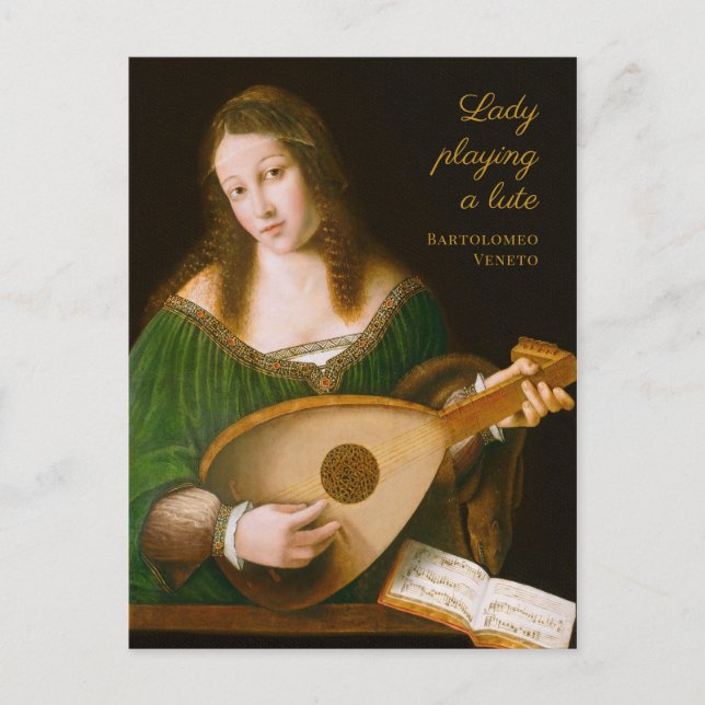 Carte Postale Bartolomeo Veneto Lady jouant un lute CC1160 (Devant)