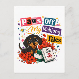 Carte Postale Bas les pattes de mes tuiles de Mahjong Dachshunds