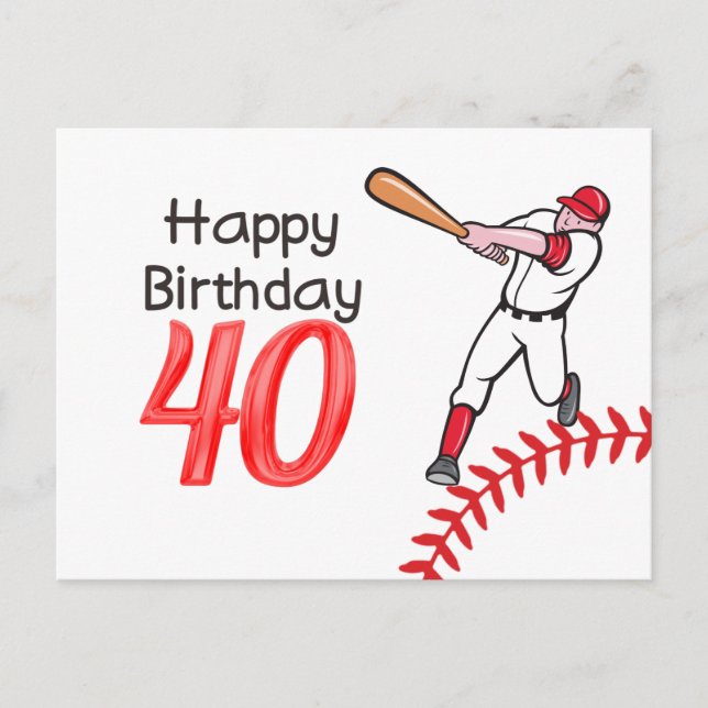 Carte Postale Baseball 40e anniversaire avec le joueur (Devant)