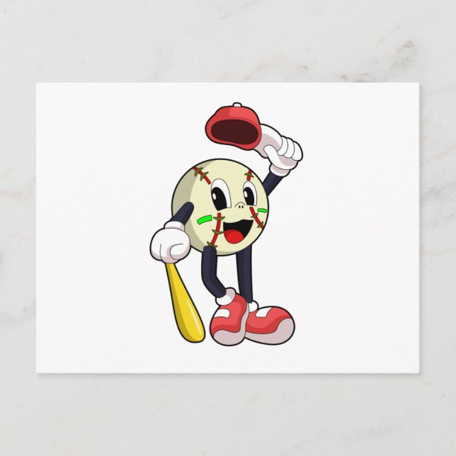 Carte Postale Baseball avec une batte de baseball (Devant)