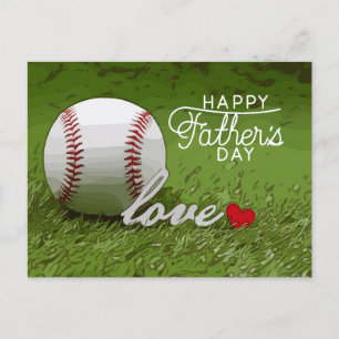 Carte Postale Baseball Bonne Fête des pères sur vert avec amour