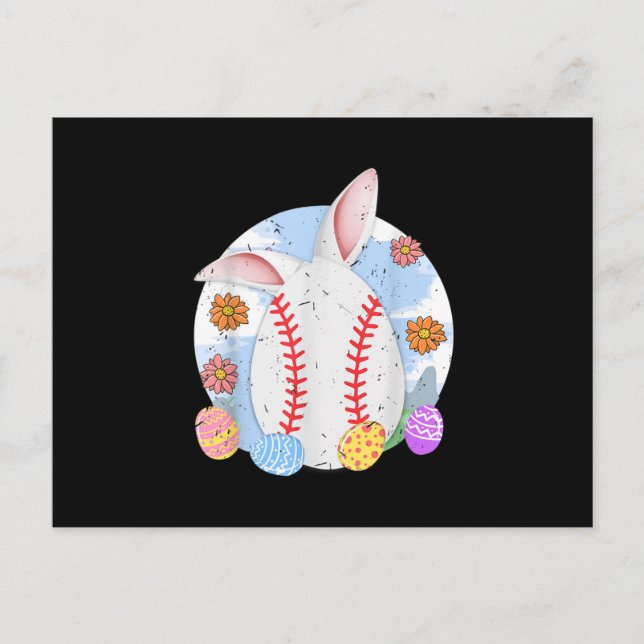 Carte Postale Baseball Bunny Pâques Funny Bunny Pâques Baseball  (Devant)
