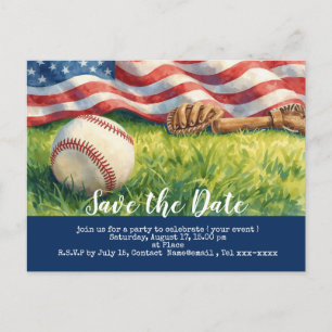 Carte Postale Baseball enregistrer la date avec le drapeau de l'