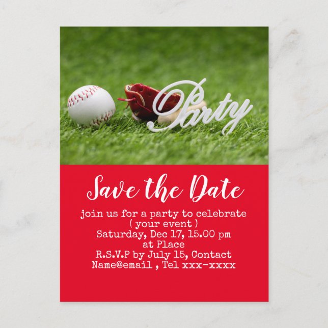 Carte Postale Baseball enregistrer la date pour Baseball Party (Devant)