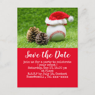 Carte Postale Baseball enregistrer la date pour la fête de Noël 