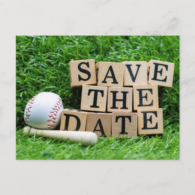 Carte Postale Baseball et chauve-souris avec sauver la date sur  (Devant)
