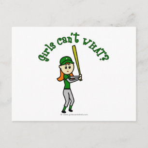 Carte Postale Baseball Filles Vert Lumière