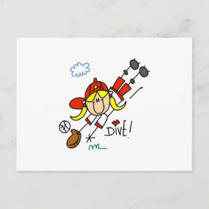 Carte Postale Baseball Plongeuse Filles T-shirts et Cadeaux de S