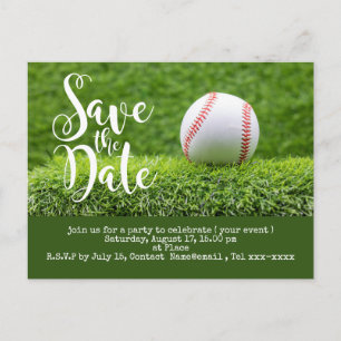 Carte Postale Baseball sauver la date avec balle sur l'herbe ver
