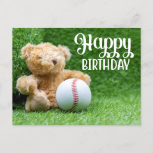 Carte Postale Baseball sur l'herbe verte pour Anniversaire Teddy