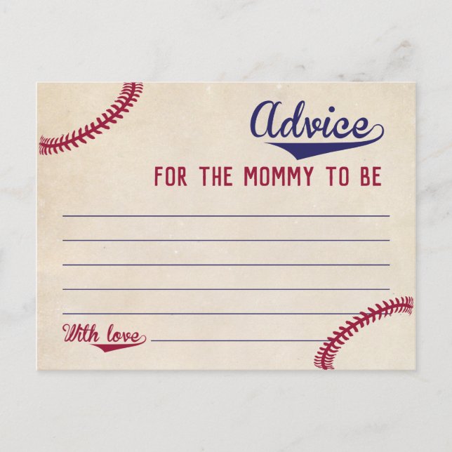 Carte Postale Baseball Thème Baby shower Conseils pour Maman Car (Devant)