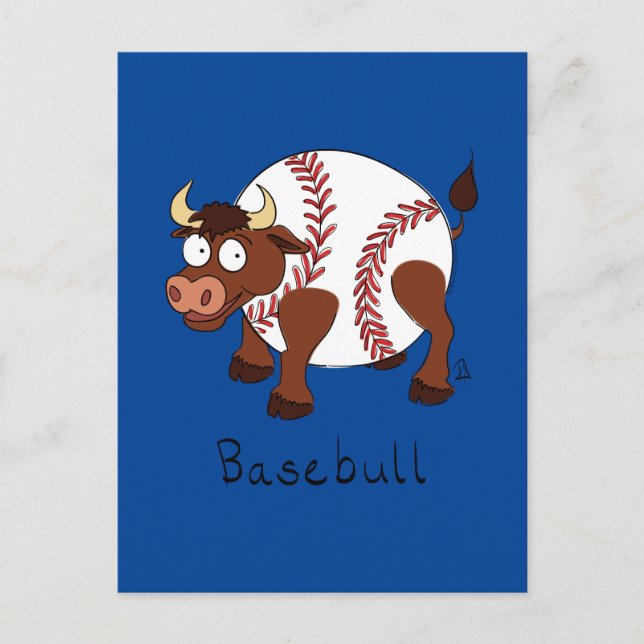 Carte postale Basebull Funny Bull Baseball (Devant)