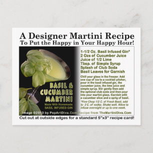 Carte postale Basil Gin infusé Concombre Martini R