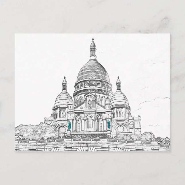 Carte Postale Basilique du Sacré-Cœur sur la colline de Montmart (Devant)