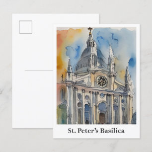 Carte Postale Basilique Saint-Pierre Aquarelle du Vatican Voyage