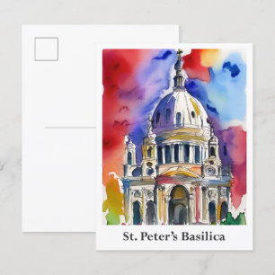 Carte Postale Basilique Saint-Pierre Aquarelle du Vatican Voyage