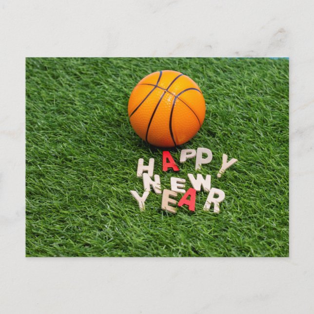 Carte Postale Basket avec des voeux de bonne année en vert (Devant)