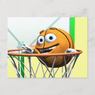 Carte Postale Basket-ball amusant en dessin animé dans un cercea
