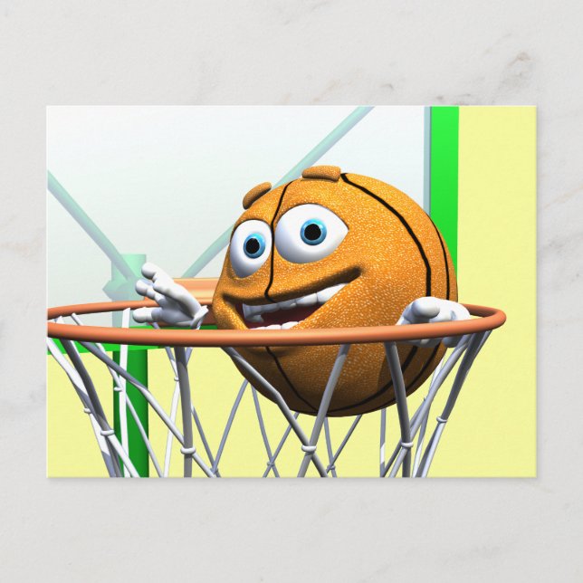 Carte Postale Basket-ball amusant en dessin animé dans un cercea (Devant)