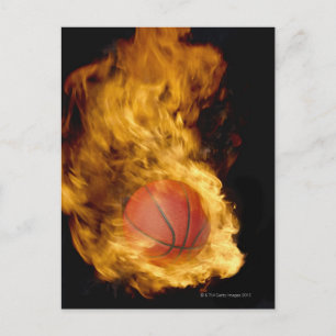 Carte Postale Basket-ball en feu (composite numérique)