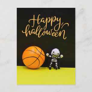 Carte Postale Basket-ball Halloween citrouille Fantôme Éffrayant