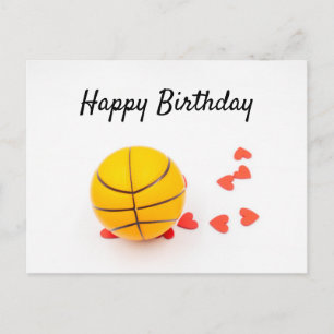 Carte Postale Basket-ball Joyeux anniversaire avec coeur rouge a