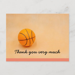 Carte Postale Basket-ball merci avec basket-ball sur orange