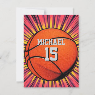 Carte Postale Basket-ball Votre nom Pop Art