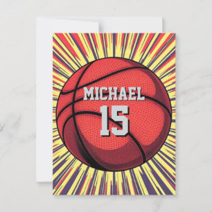 Carte Postale Basket-ball Votre nom Pop Art
